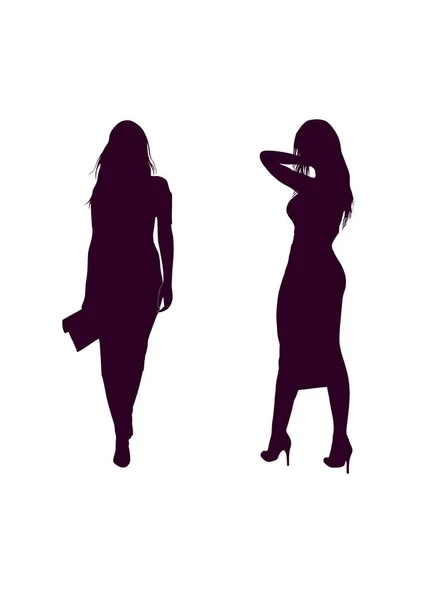 Silhouettes Élégantes Femmes Mode — Image vectorielle