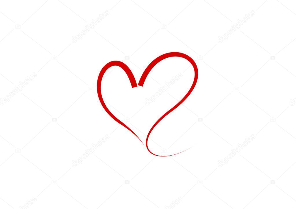 heart - abstract stylized red outline symbol