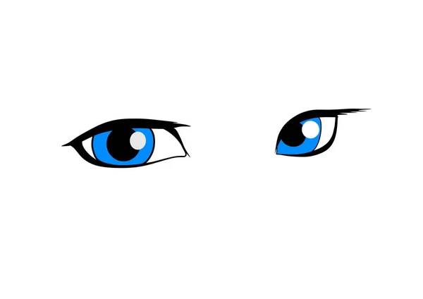 Gros Yeux Bleus Regard Charmant — Image vectorielle