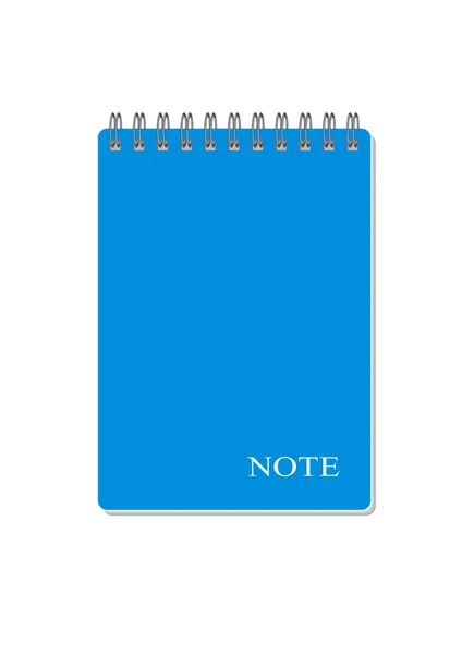 Notebook Spirale Con Copertina Blu Con Nota Iscrizione — Vettoriale Stock