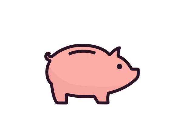 Bancă de porc sub formă de porc pentru depozitarea simbolului financiar al banilor — Vector de stoc