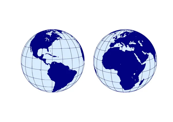 Emisferi del pianeta terra, est e ovest — Vettoriale Stock
