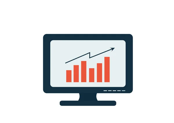 Monitor computer con simbolo della tecnologia grafico — Vettoriale Stock