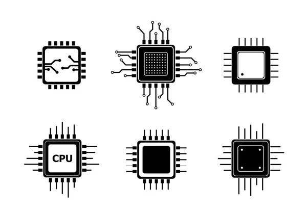 Sada znamení technologie procesorů počítače — Stockový vektor