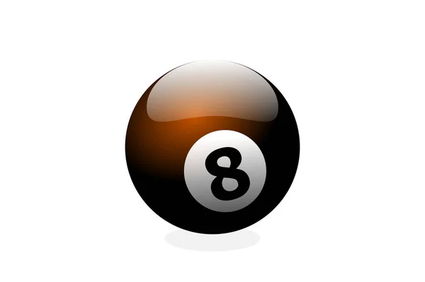 Biljard boll av svart färg med nummer åtta — Stock vektor
