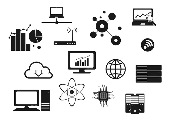 Set di icone della tecnologia informatica — Vettoriale Stock