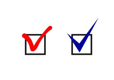 kırmızı ve mavi onay işareti simgesi