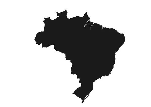 Brazil map icon black silhouette image of South America country — Stock Vector