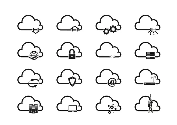 Set di icone della tecnologia cloud — Vettoriale Stock