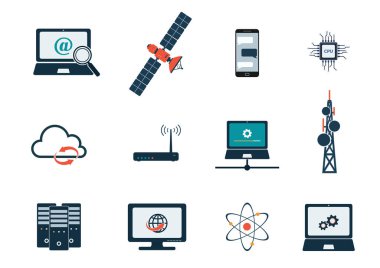 bilgisayar iletişimi ve internet teknolojisi simge seti