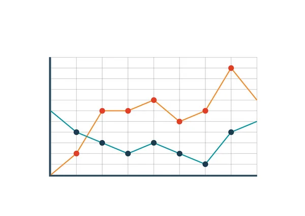 Grafico a linee multicolore isolato due curve immagine grafica — Vettoriale Stock