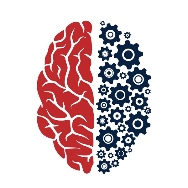Cérebro e engrenagens símbolo de atividade mental e pensamento —  Vetores de Stock