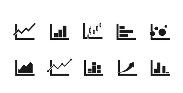 Icone del grafico impostate per esigenze infografiche. bar, linea, aree e segni grafico candeliere — Vettoriale Stock