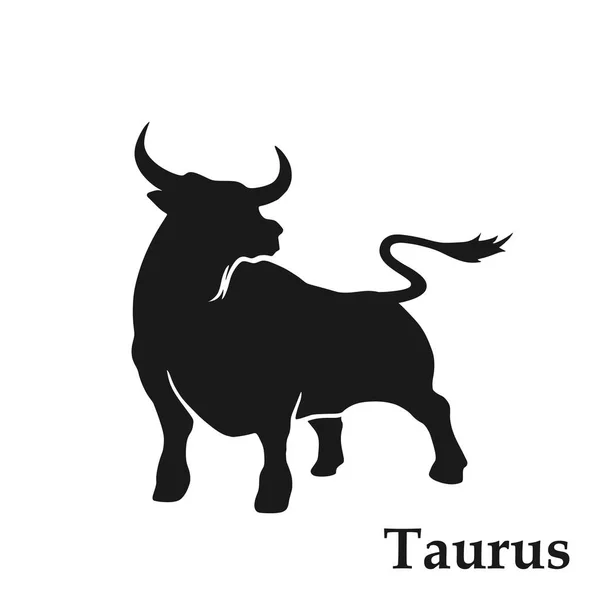 Signo del zodíaco de Tauro. icono astrológico en estilo blanco y negro — Vector de stock