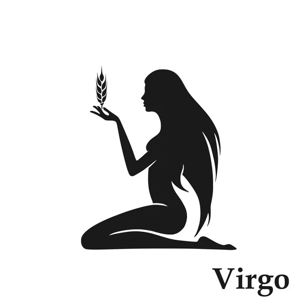 Signo del zodiaco de Virgo símbolo del horóscopo. icono astrológico en estilo blanco y negro — Vector de stock