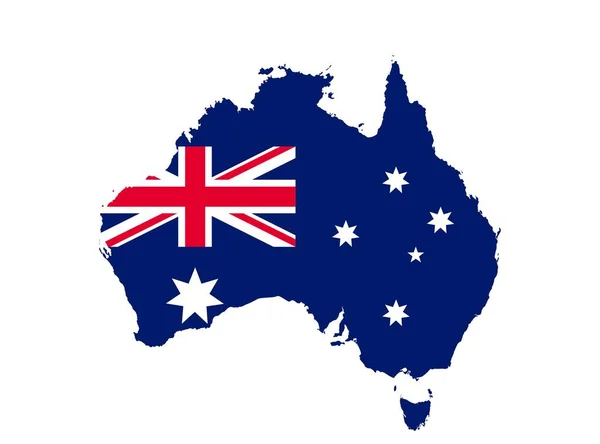 フラグ付きのオーストラリア地図アイコン。概念国家シンボルベクトル画像 — ストックベクタ