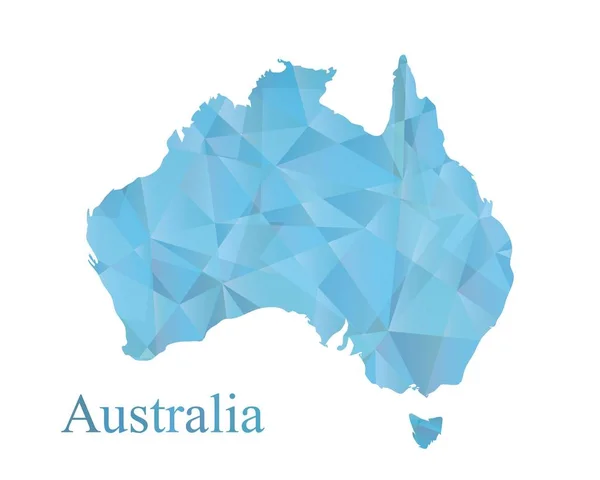 Ícone do mapa da Austrália em azul baixo estilo polígono. abstrata tesselação geométrica, design vetorial moderno —  Vetores de Stock