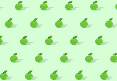 yeşil arka plan üzerinde sorunsuz yeşil elma dokusu. bahçe meyve vektör arka plan görüntüsü
