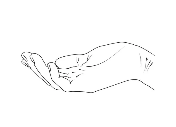 insan eli uzatılmış avuç içi. yalıtılmış vektör kabataslak görüntü