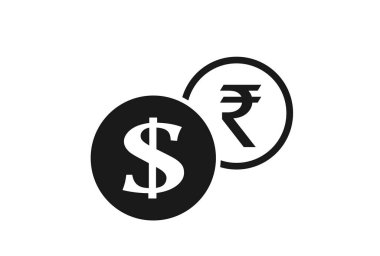 Dolar 'dan Hint Rupisi döviz simgesine. para değişimi ve banka transfer sembolü