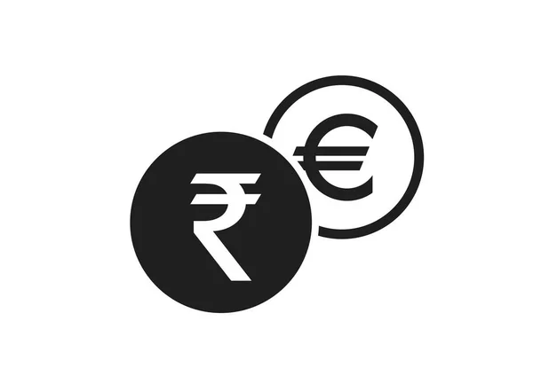 Indiaas Roepie Naar Euro Valuta Wisselen Icoon Geld Wisselen Bankoverschrijving — Stockvector