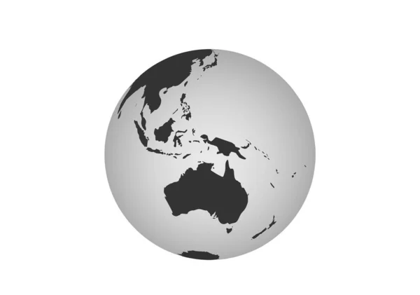 オーストラリアの世界アイコン オーストラリア大陸や南アジアを視野に入れた地球の地球 ベクトル世界地図 — ストックベクタ