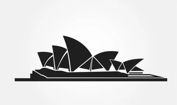 Sydney Opera Binası Ikonu Avustralya Sydney Sembolü Şık Siyah Beyaz — Stok Vektör