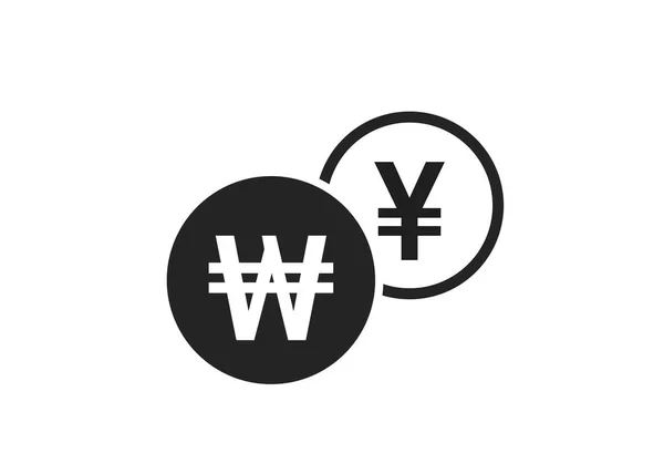 Couronnes Coréennes Yens Japonais Icône Change Symbole Change Transfert Bancaire — Image vectorielle