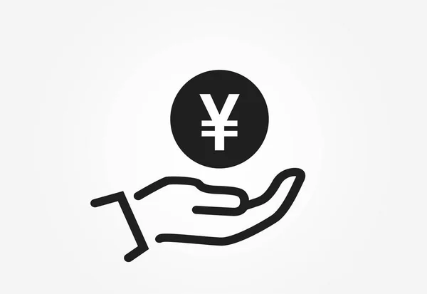 Économiser Argent Icône Pièce Monnaie Yen Japonais Portée Main Symbole — Image vectorielle
