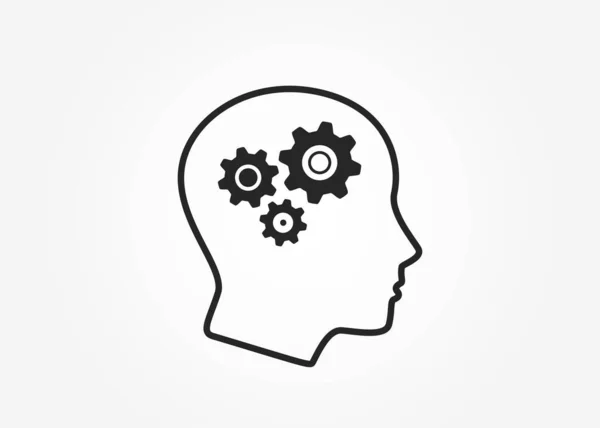 Cabeça Com Engrenagens Ícone Mente Inteligência Brainstorming Símbolo Trabalho Mental —  Vetores de Stock