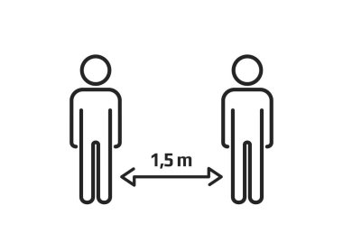 Mesafeni koru ikon. Coronavirus koruması ve hastalık önleme işareti. tıbbi bilgi ögesi ve web tasarımı sembolü