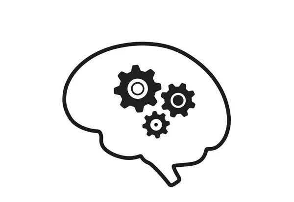 Cérebro Com Engrenagens Ícone Mente Inteligência Brainstorming Símbolo Trabalho Mental —  Vetores de Stock