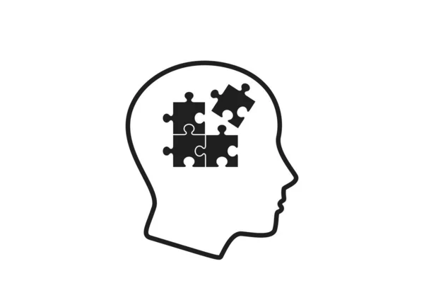 パズルアイコンで頭を 創造的思考心知性の象徴です シンプルなスタイルのインフォグラフィック要素とウェブデザインのシンボル — ストックベクタ