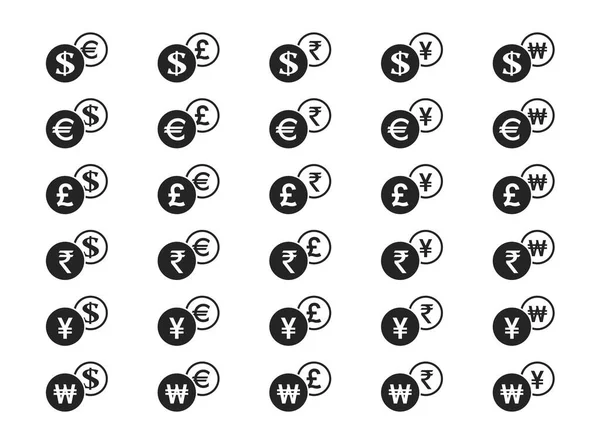 Valutawissel Icoon Set Dollar Euro Brits Pond Sterling Japanse Yen — Stockvector