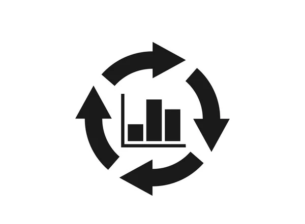 Frecce Cerchio Con Grafico Centro Processo Circolare Simbolo Analisi Aziendale — Vettoriale Stock