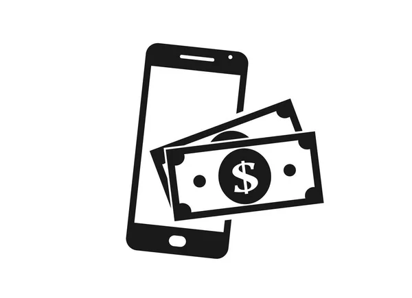 Значок Оплати Мобільного Телефону Доларовий Рахунок Смартфоні Nfc Оплата Електронний — стоковий вектор