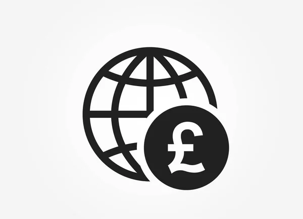 Globe Met Britse Pond Munt Pictogram Wereld Geld Symbool Financieel — Stockvector