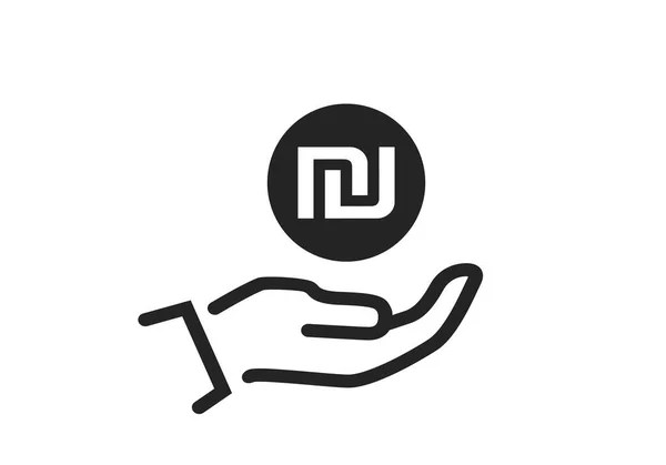 Şekel simgesini kurtar. İsrail şekeli madeni para elinde. bankacılık, yatırım ve finans sembolü