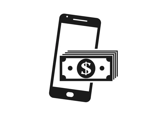 Smartphone Geld Pictogram Biljettenstapel Van Een Dollar Een Mobiele Telefoon — Stockvector