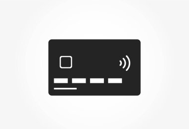 Kredi kartı ikonu. Banka ödeme kartı ve NFC maaş kartı, ön tarafta. finansal ve bankacılık web tasarımı sembolü
