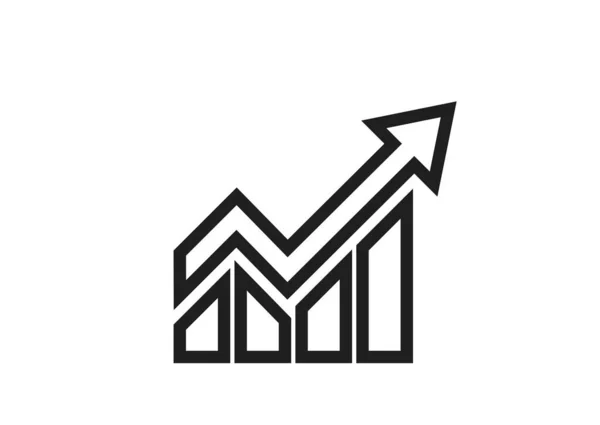 Grafico Con Icona Linea Freccia Analisi Aziendale Simbolo Crescita Infografica — Vettoriale Stock