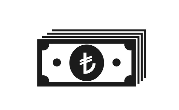 Turkish Lira Banknote Stack Icon Money Cash Symbol Financial Banking — Stock Vector