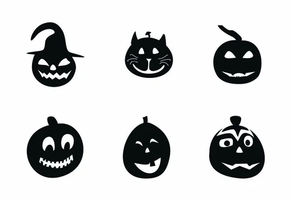 Conjunto Iconos Calabaza Halloween Jack Lantern Signos Símbolos Para Diseño — Vector de stock