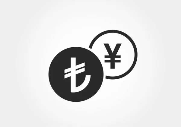 Lire Turque Yen Japonais Icône Change Symbole Change Transfert Bancaire — Image vectorielle