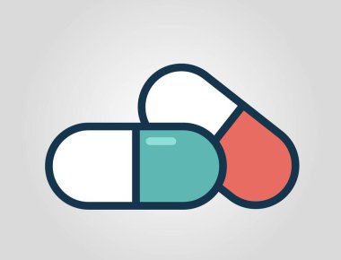 İllüstrasyon hapları. Şekillendirilmiş ilaç ve eczane tasarım elementi. İzole vektör resmi