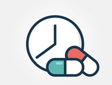 İlaç takvimi ya da dozaj süresi. Bu grafik tedavi rejimleri, dozaj hatırlatıcıları ve eczane programları ile ilgili kavramlar için idealdir..