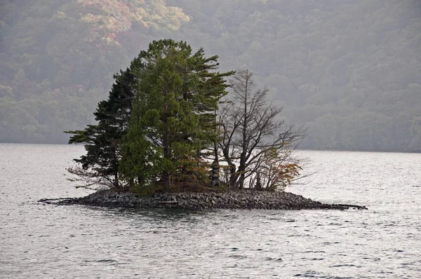 Lake Chuzenji Nikko Milli Parkı Japonya Küçük Bir Ada — Stok fotoğraf
