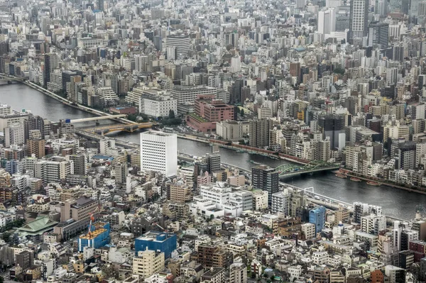 Uma Vista Aérea Rio Sumida Tóquio Japão Fotografia De Stock