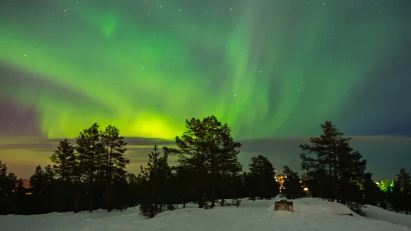 Luzes Norte Rovaniemi Finlândia — Fotografia de Stock
