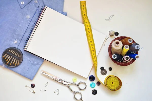 Sewing and repair of clothing as a hobby. Tailor\'s desk.